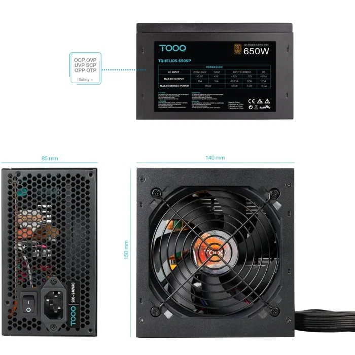 TOOQ TQHELIOS-650SP 650W 80 Plus Bronze ATX